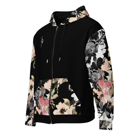 Dark Floral zip hoodie