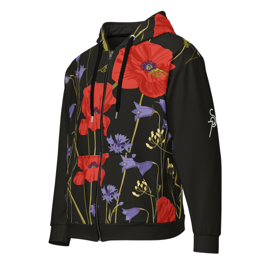 Red Flower zip hoodie