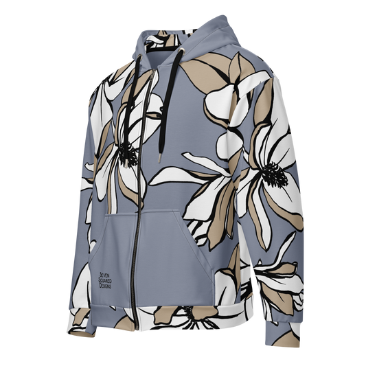 Dreary flowers zip hoodie